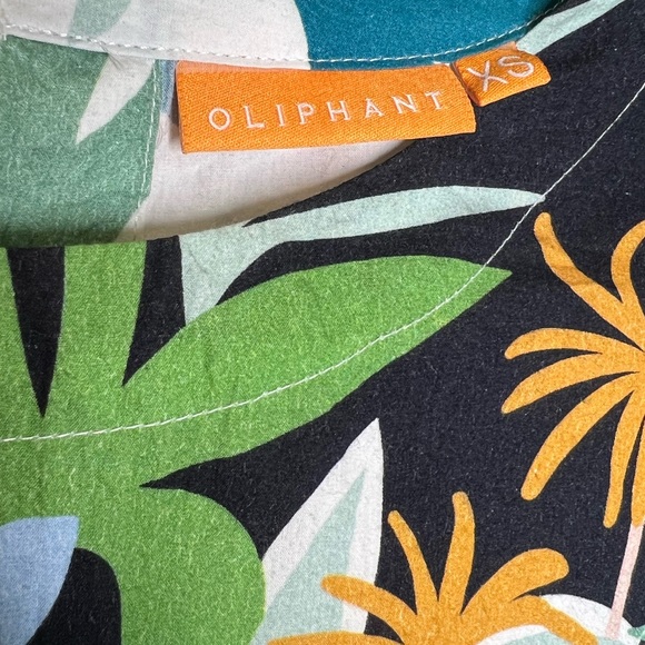 Oliphant Puff-Sleeve Botanical Print Poplin Blouse  in Multicolor Size XS - Picture 3 of 4